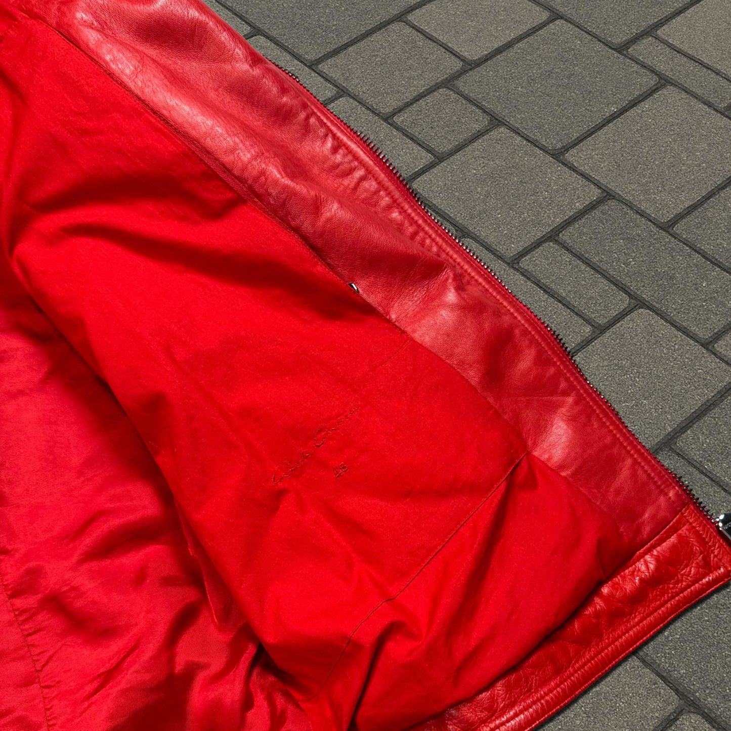 SS17 Rick Owens 'Walrus' Red Leather Stooges Jacket