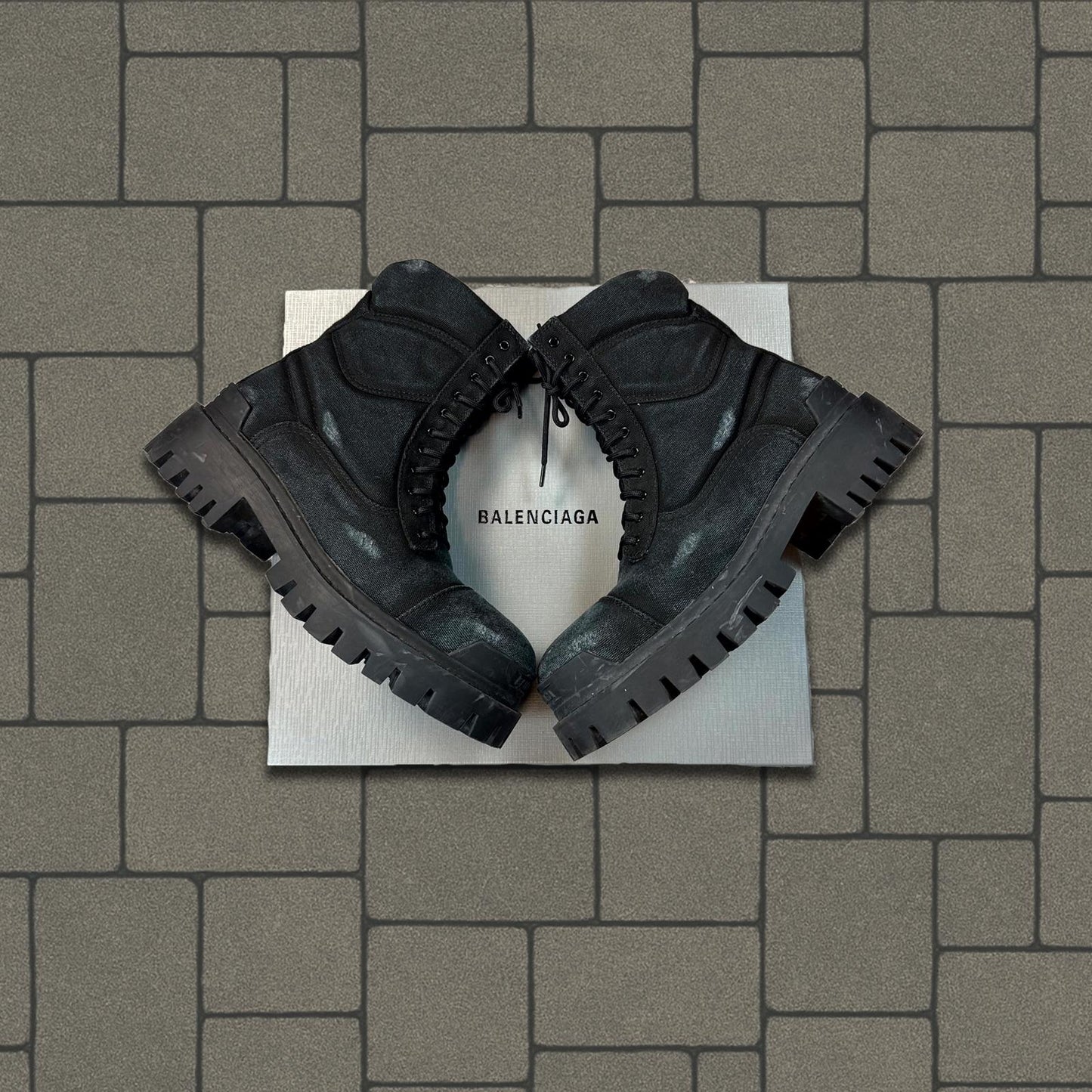 Balenciaga Distressed Canvas Strike Boots