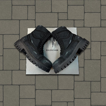Balenciaga Distressed Canvas Strike Boots
