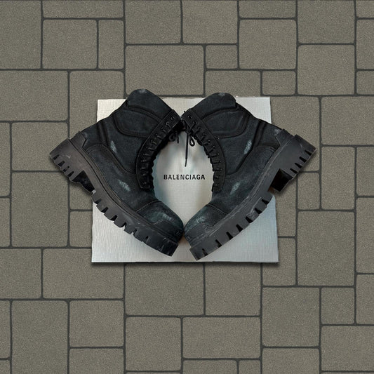 Balenciaga Distressed Canvas Strike Boots