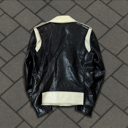FW14 Saint Laurent Beige Leather Moto Jacket