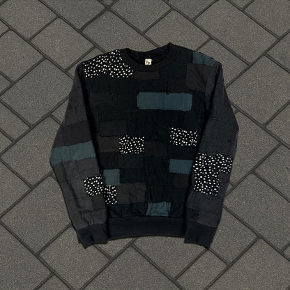 Miju Repairs Black Full Patchwork Crewneck