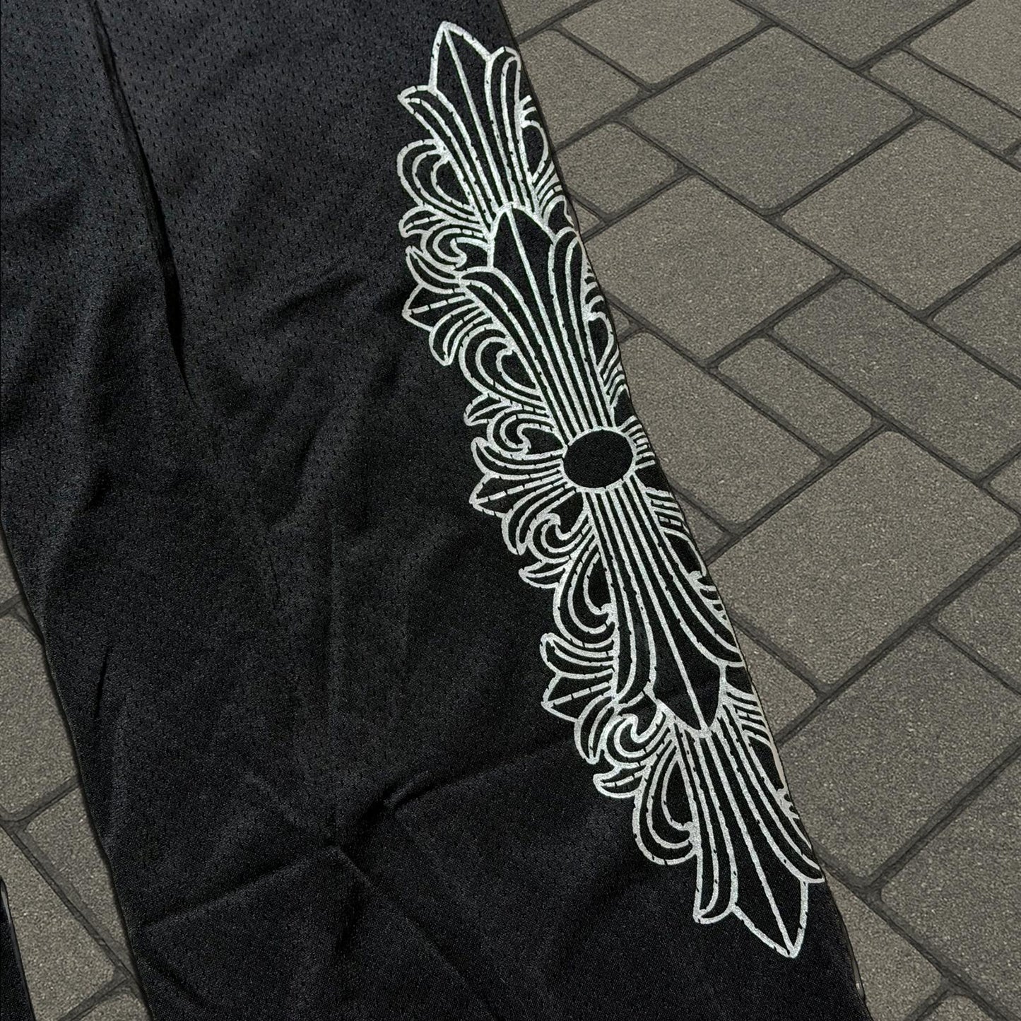 Chrome Hearts Black Mesh Floral Lounge Pants