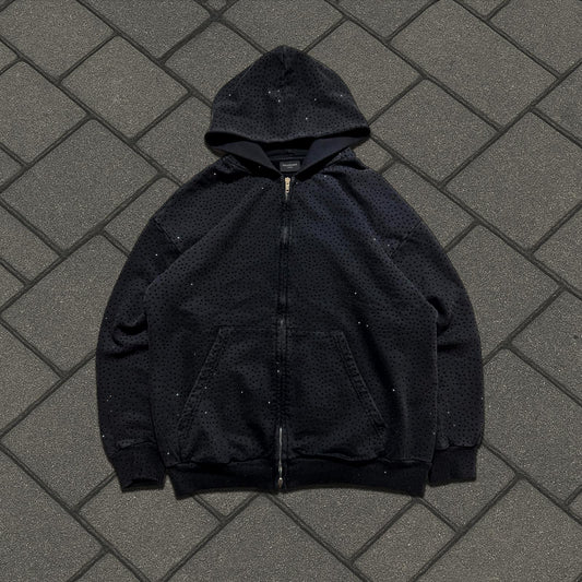 2022 Balenciaga Black Rhinestone Zip Up