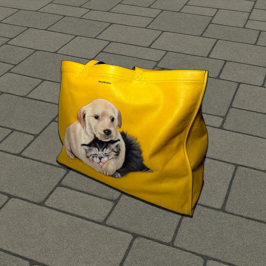 FW18 Balenciaga Puppy XL Leather Tote Bag