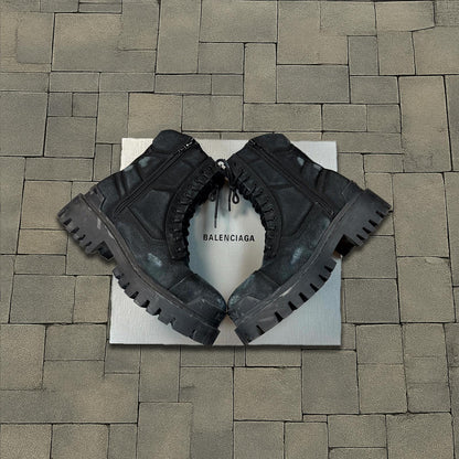 Balenciaga Distressed Canvas Strike Boots