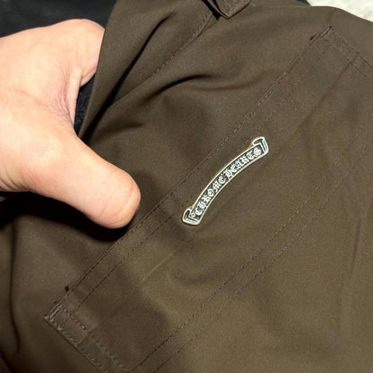 Chrome Hearts Brown Leather Knee Pink Cross Carpenter Pants