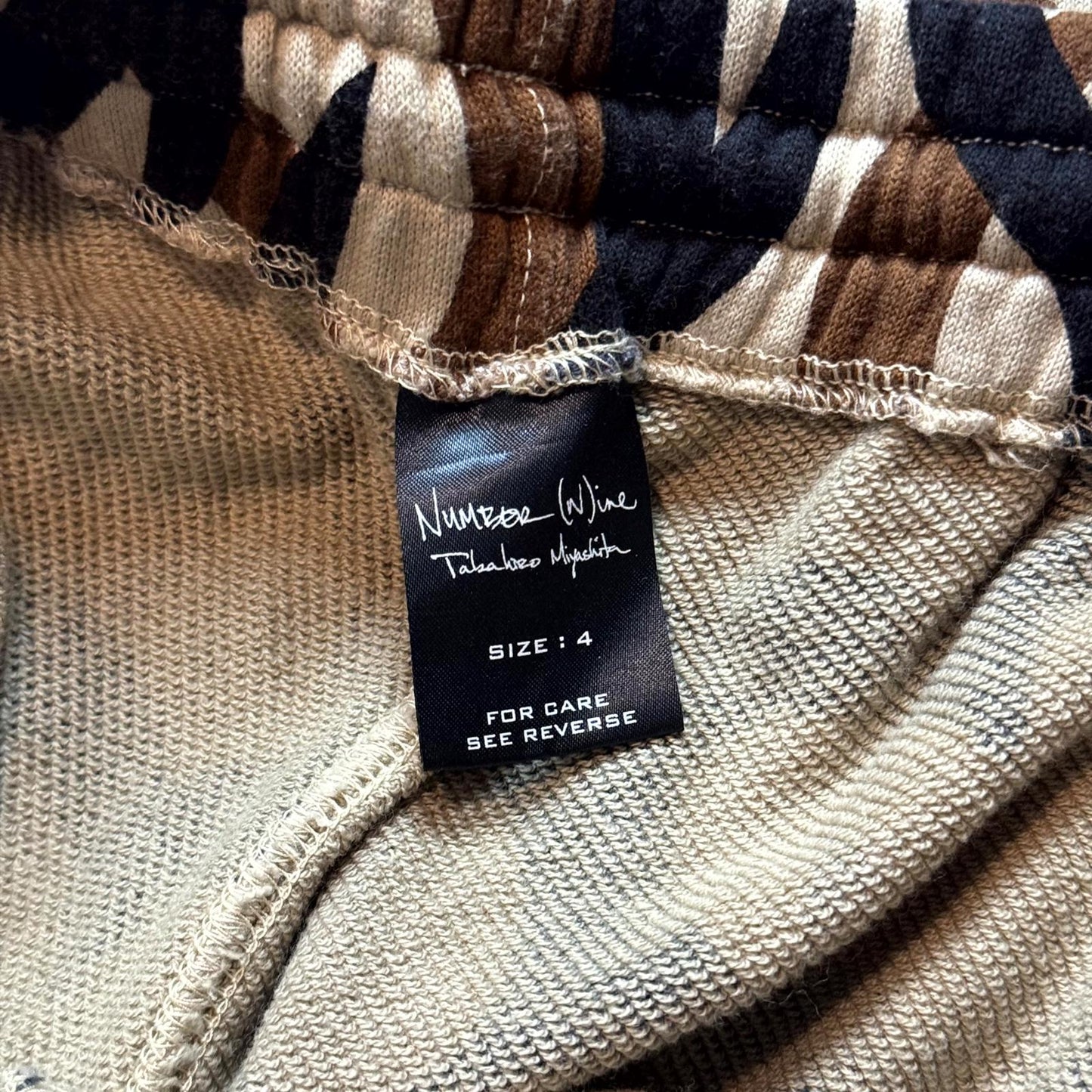 AW04 Number (N)ine Beige Tribal Camo Shorts