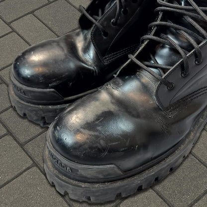 Balenciaga Black Leather Strike Boots