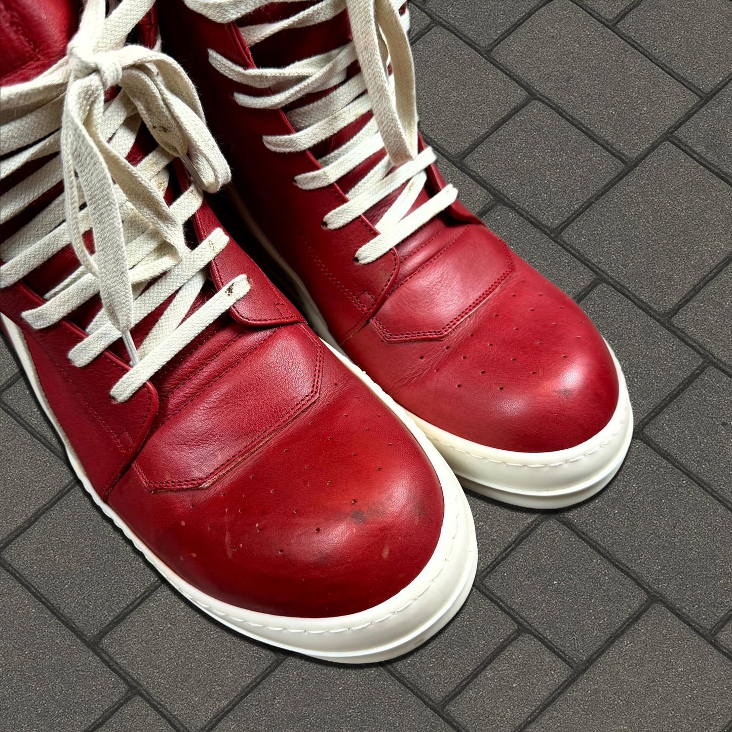 Rick Owens Cardinal Red Geobasket Sneaker