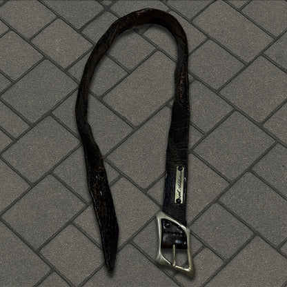 14th Addiction Scar Stitch Crocodile Leather Belt