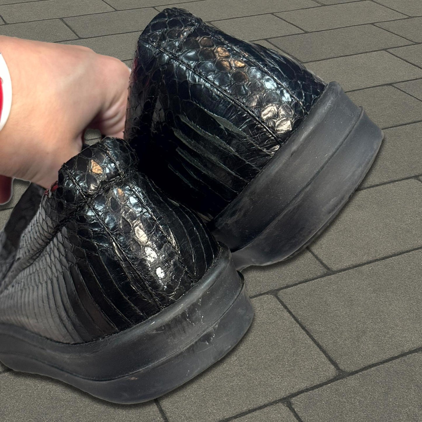 FW14 Rick Owens Python Skin Slip On Shoes