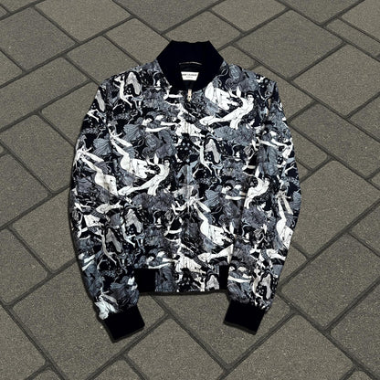 2017 Saint Laurent Paris Greek Gods Silk Bomber Jacket