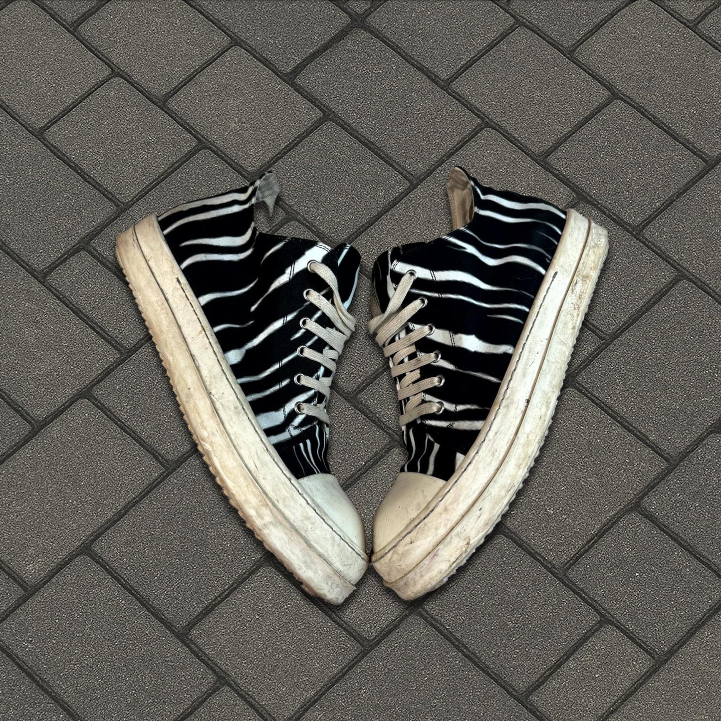 Rick Owens Drkshdw Zebra Low Top Ramones