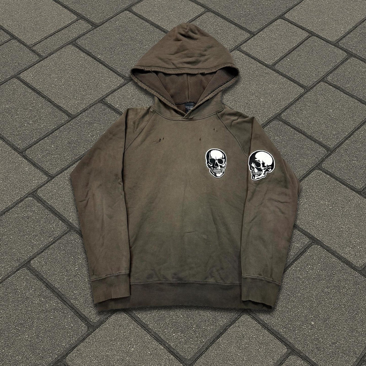 SS04 Number Nine Brown Double Skull Pullover Hoodie
