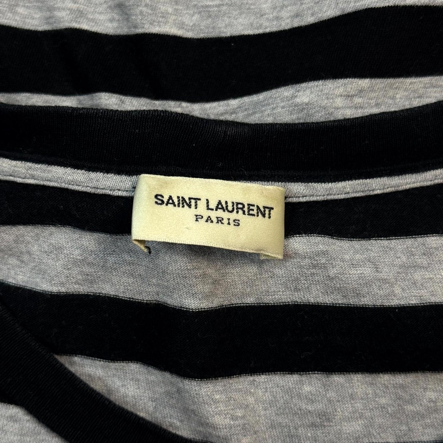 Saint Laurent Paris Grey Striped Tee