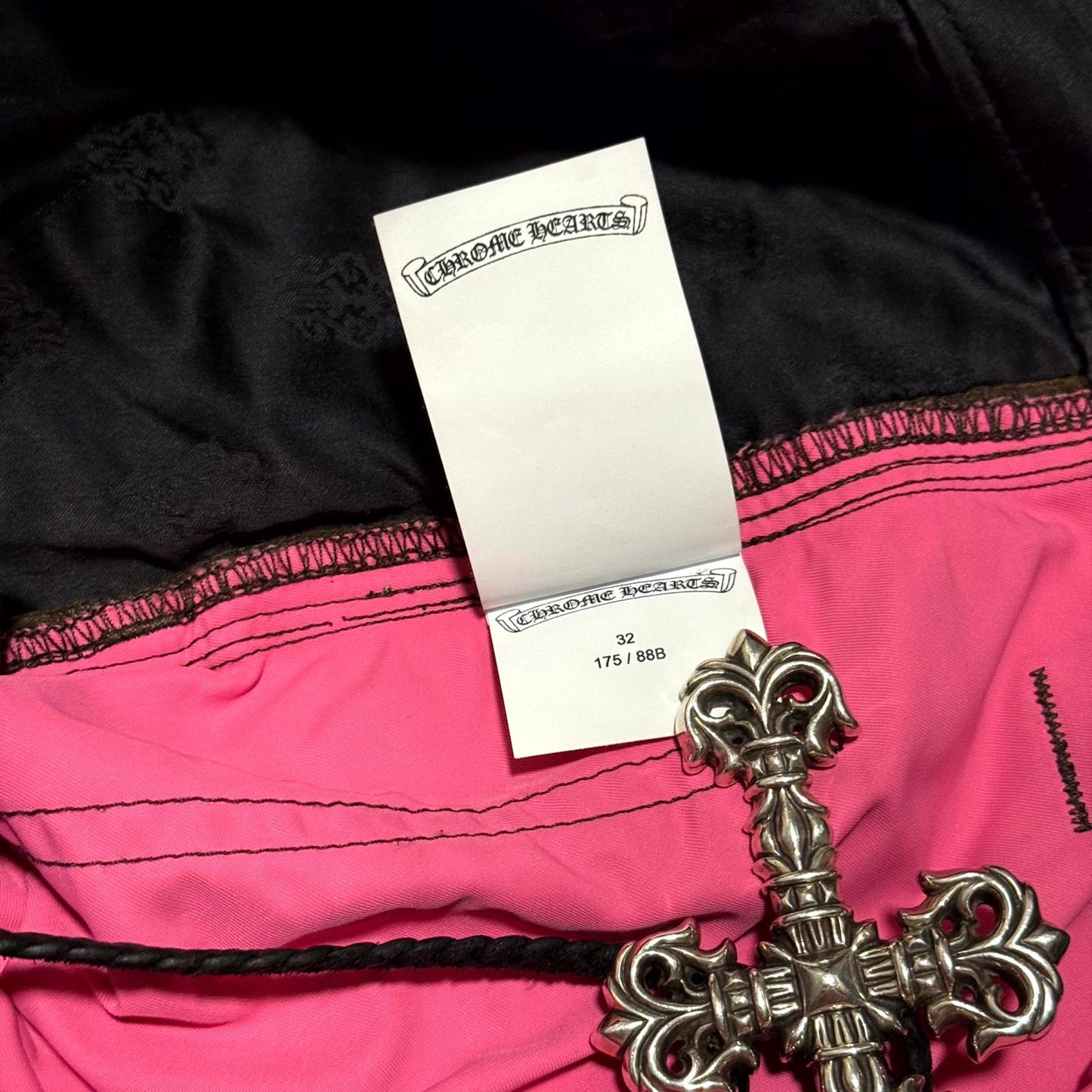 Chrome Hearts Brown Leather Knee Pink Cross Carpenter Pants