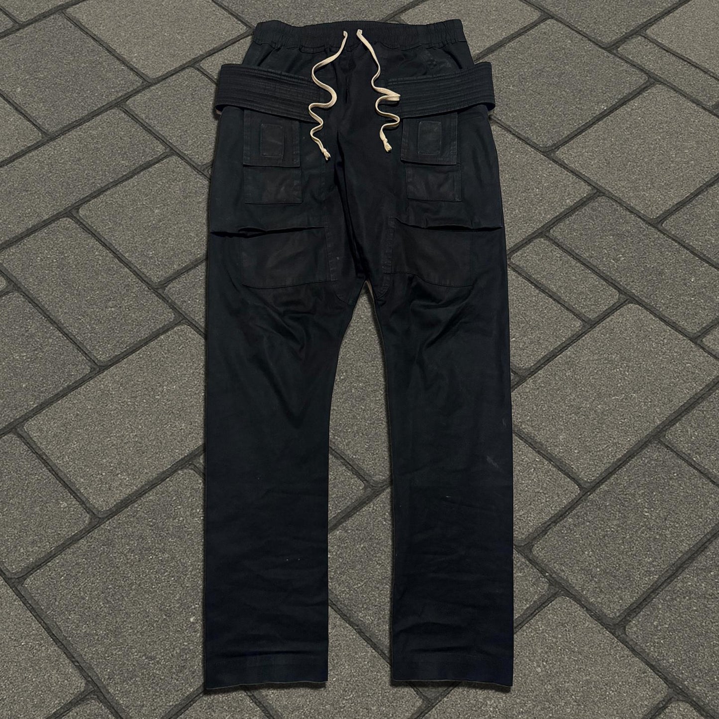 FW17 Rick Owens 'Glitter' Black Creatch Cargo Pants