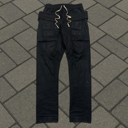 FW17 Rick Owens 'Glitter' Black Creatch Cargo Pants
