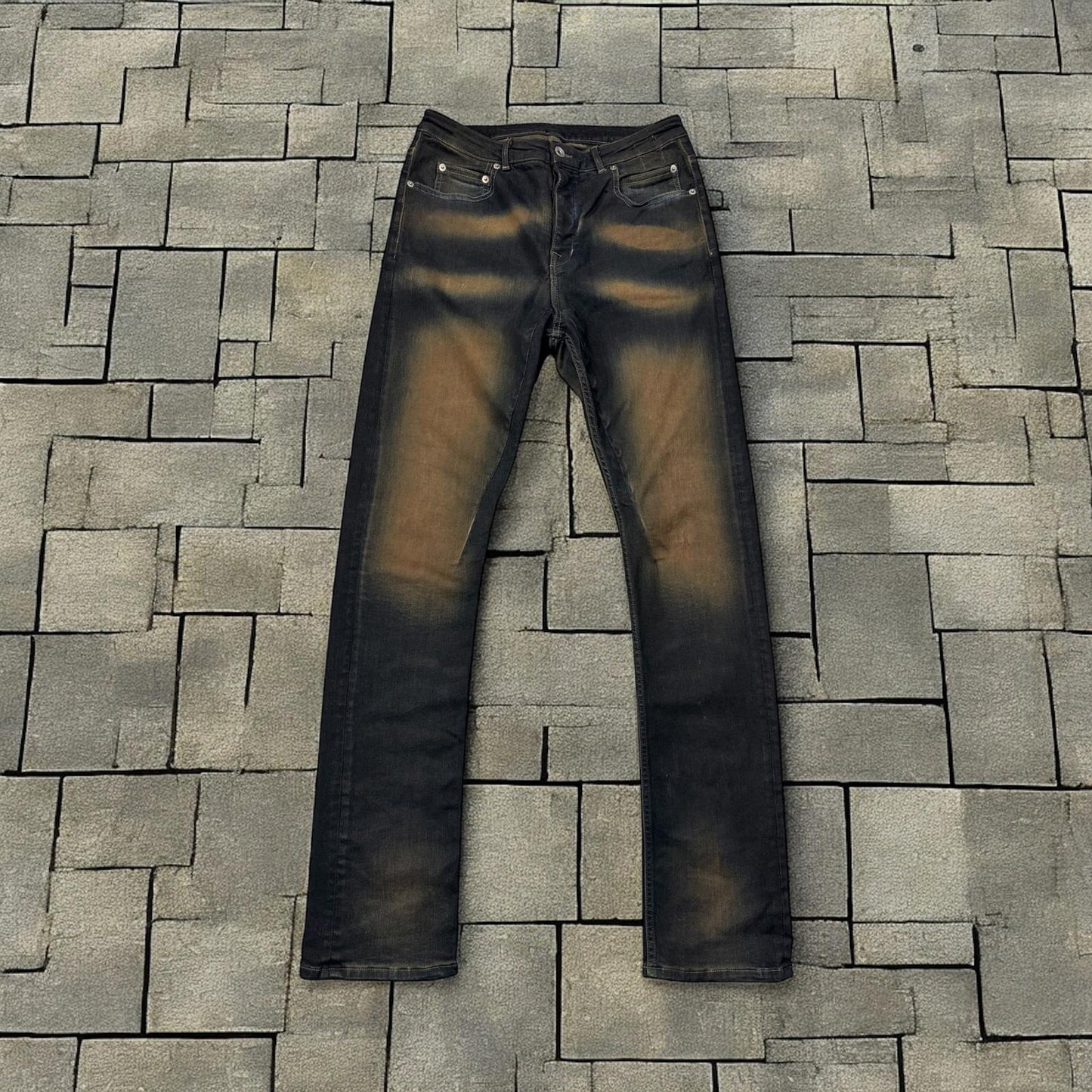 FW23 Rick Owens Mudwashed Detroit Cut Denim