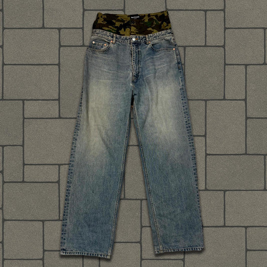 Balenciaga Camo Double Waisted Denim
