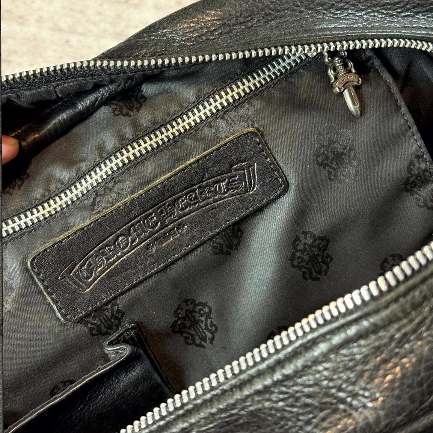 Chrome Hearts Cross Patch Leather Bowling Bag