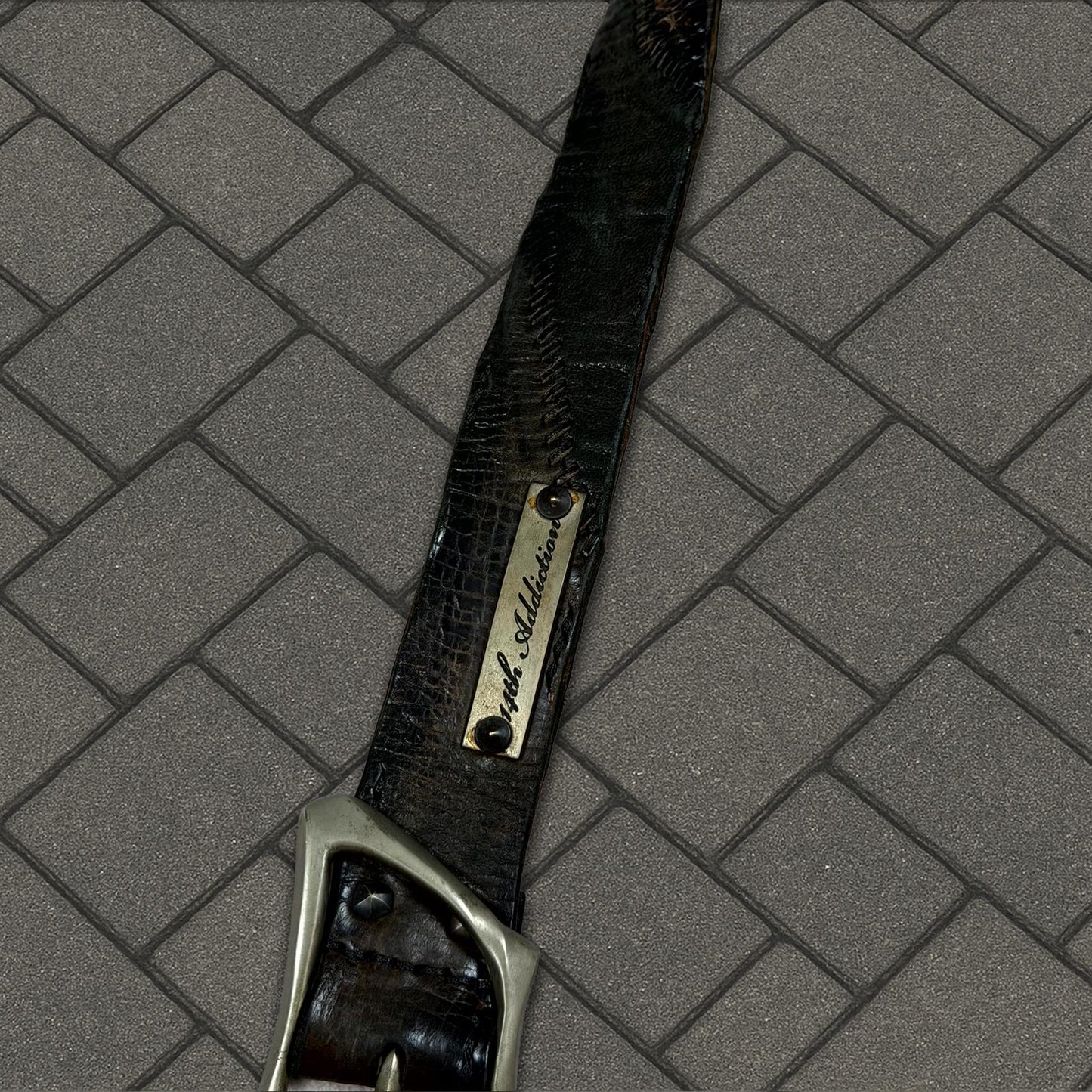 14th Addiction Scar Stitch Crocodile Leather Belt