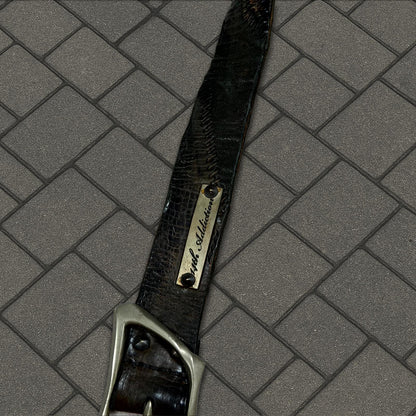 14th Addiction Scar Stitch Crocodile Leather Belt