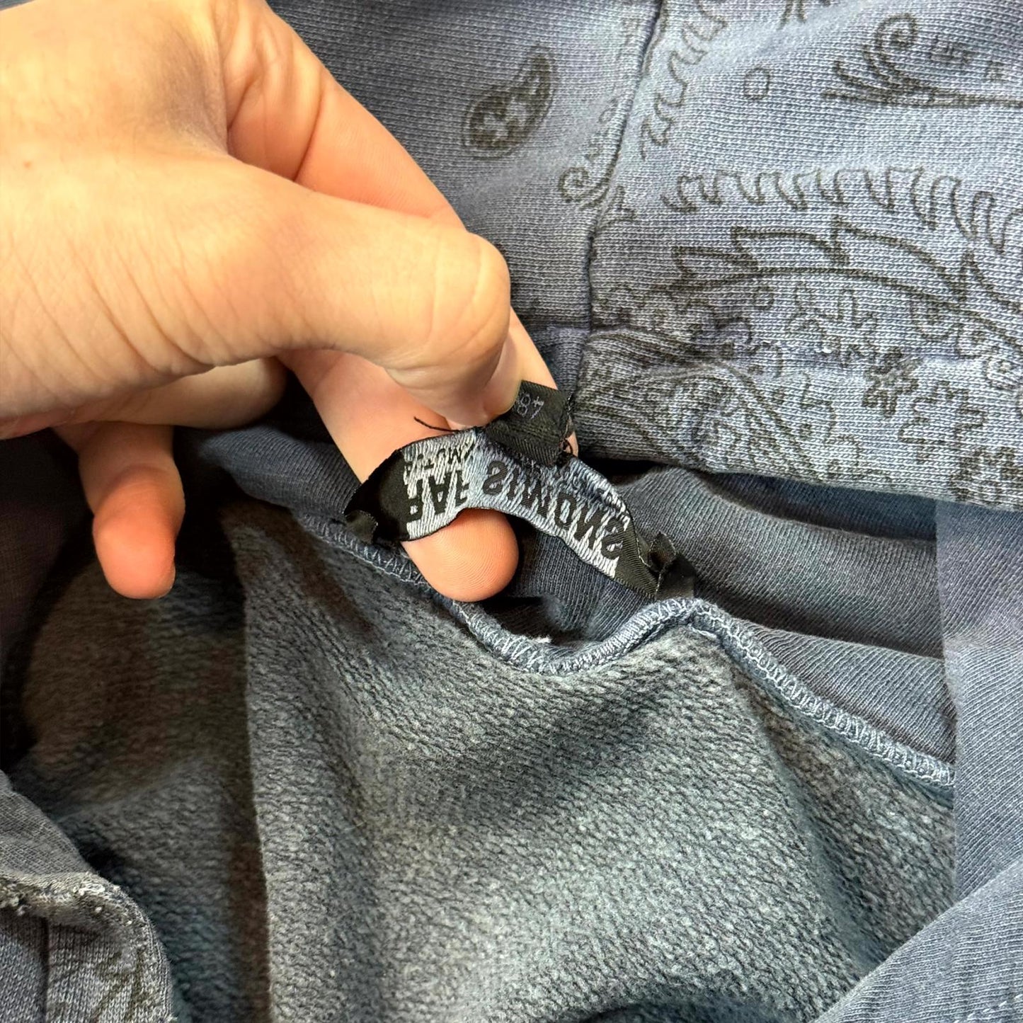 AW04 Raf Simons Blue Paisley Hoodie
