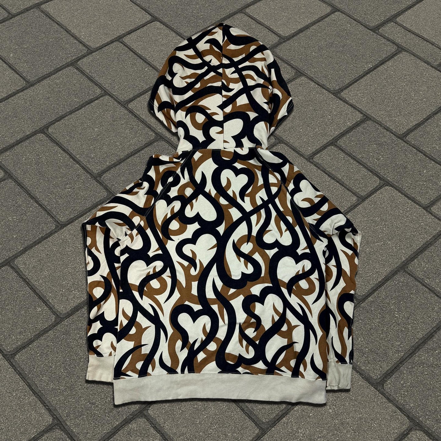AW04 Number (N)ine Beige Tribal Pullover Hoodie