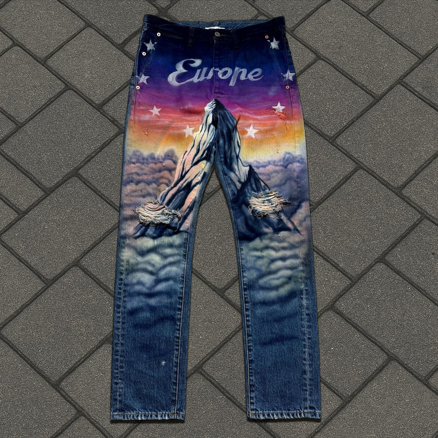 AW18 Doublet Hand Painted Mountain Denim