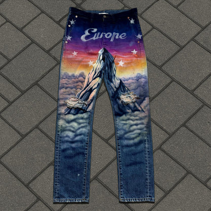 AW18 Doublet Hand Painted Mountain Denim