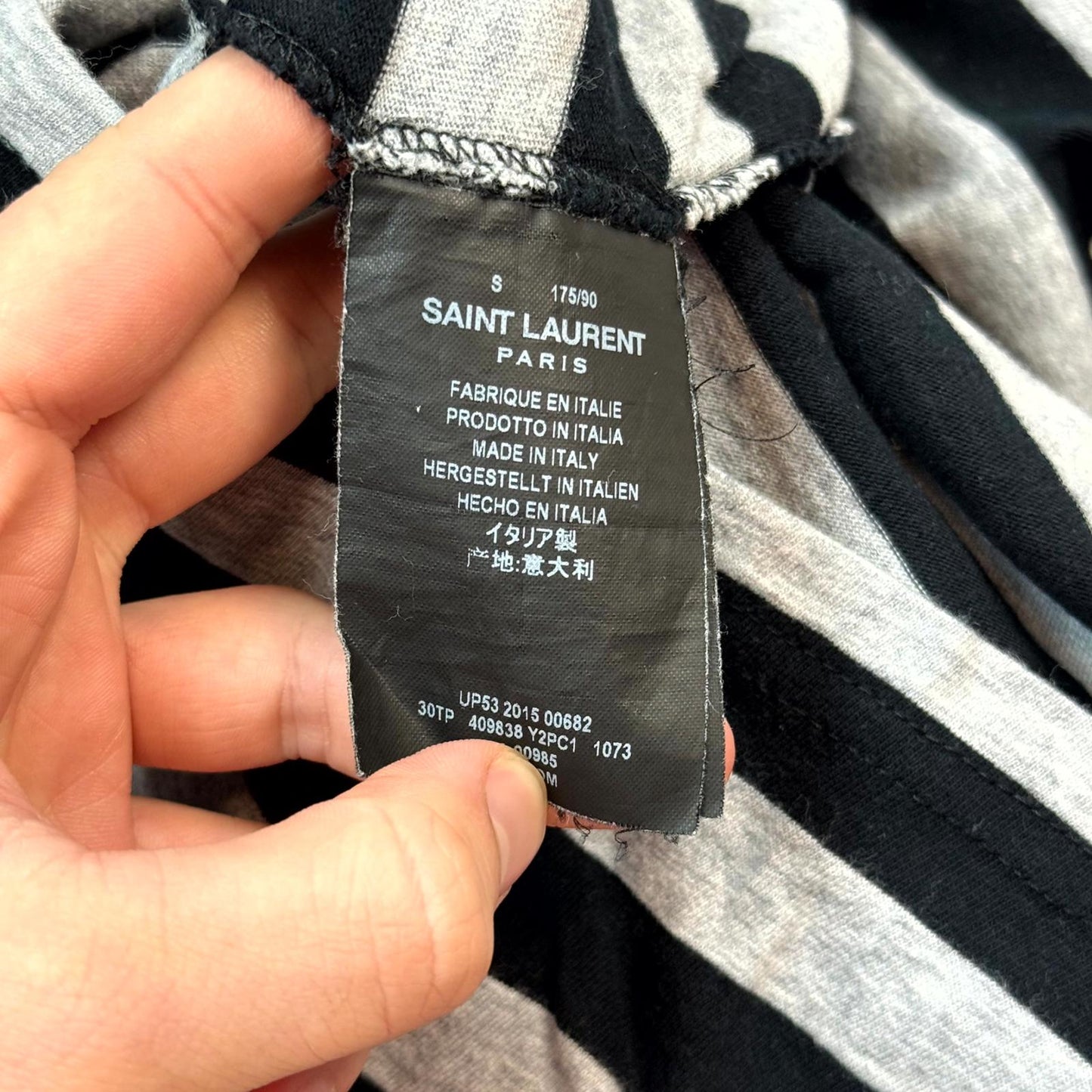 Saint Laurent Paris Grey Striped Tee