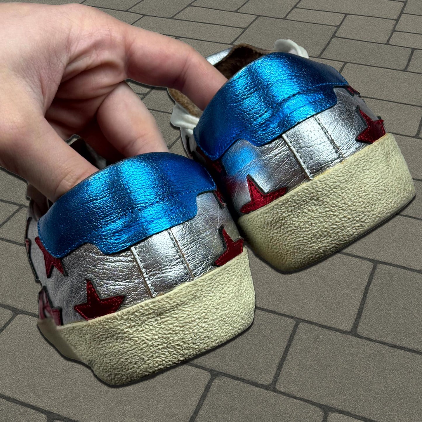 Saint Laurent Paris Silver Star Sneakers