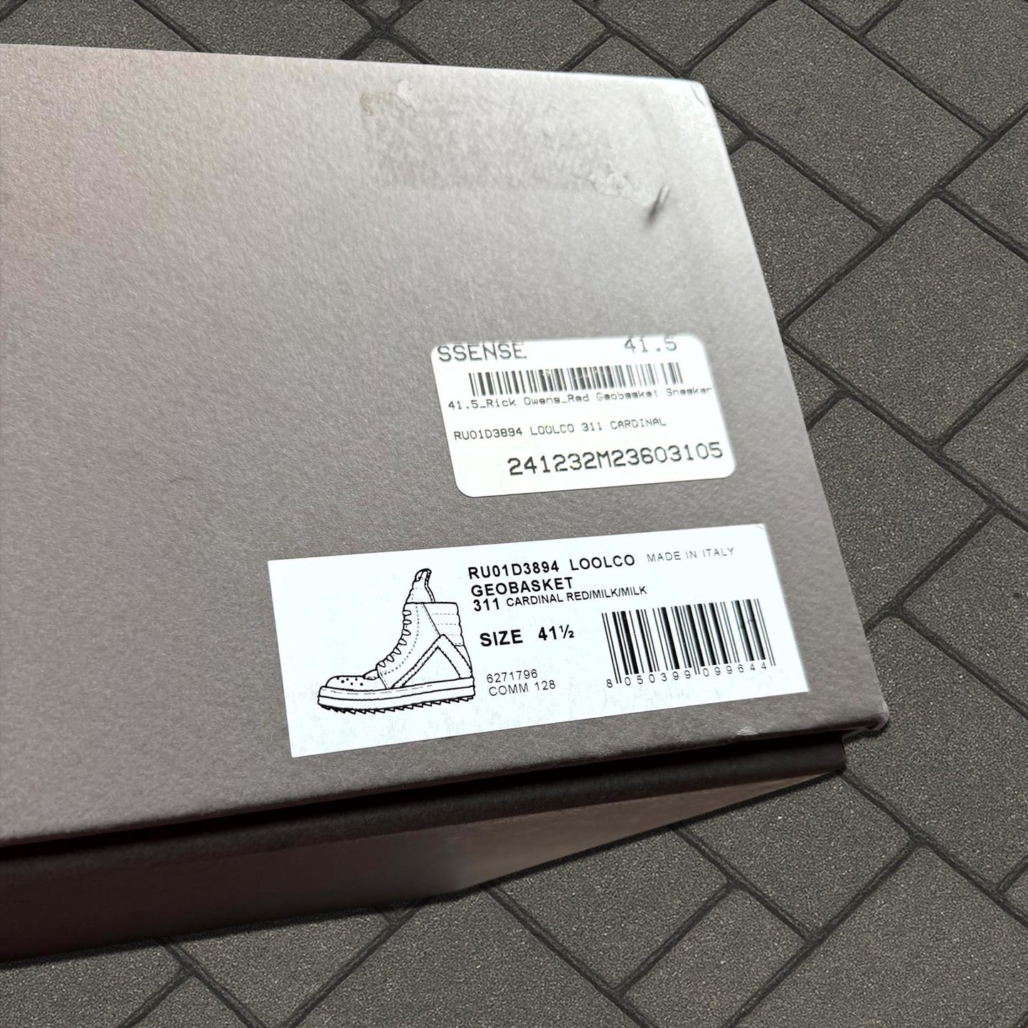 Rick Owens Cardinal Red Geobasket Sneaker