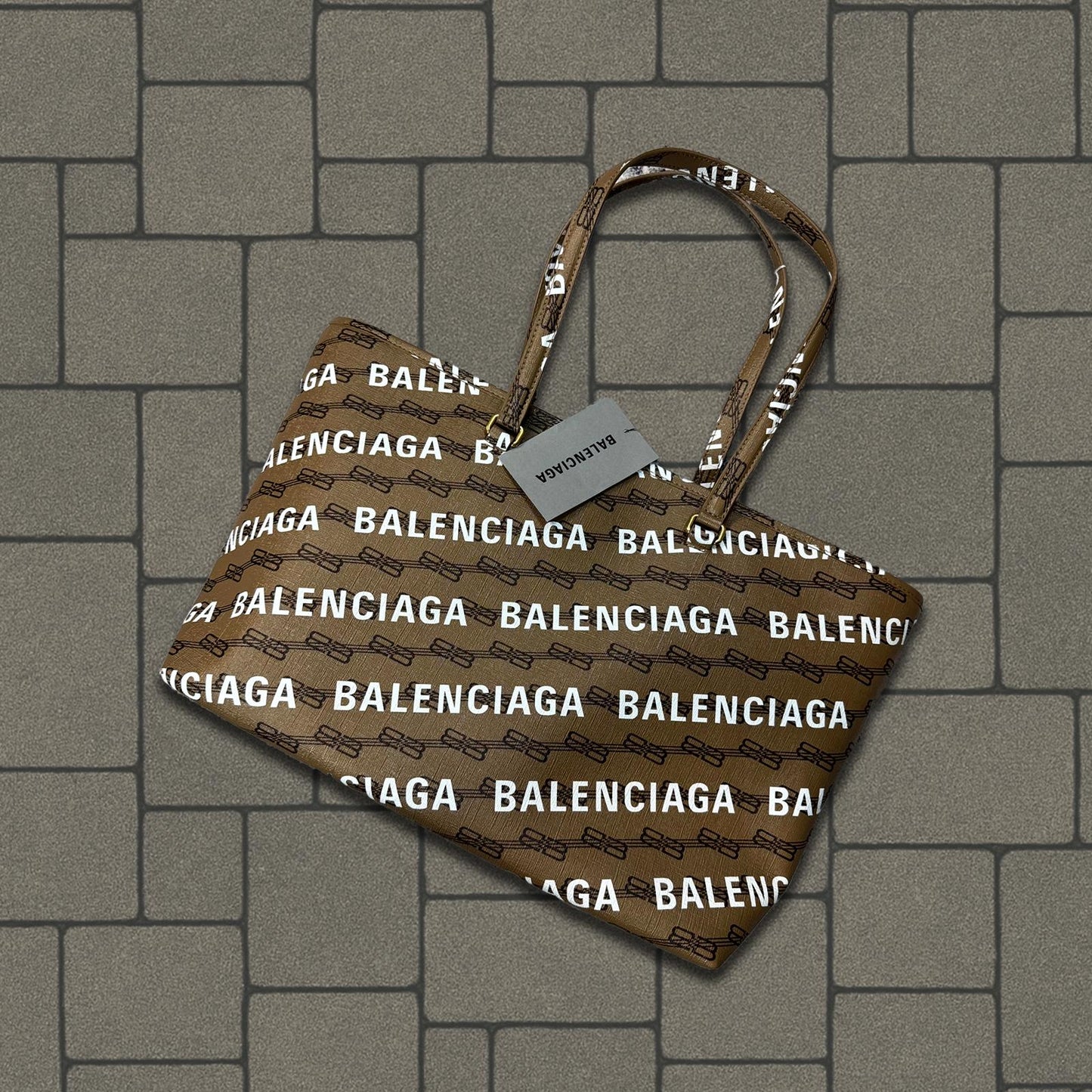 Balenciaga Brown Monogram Leather Tote Bag