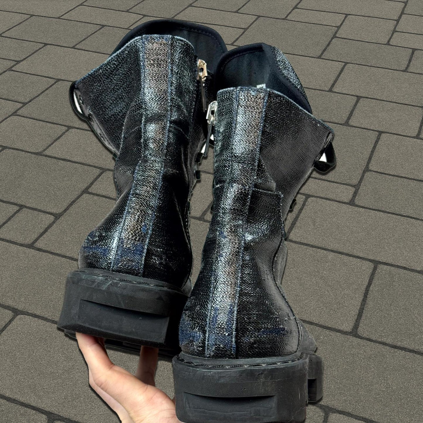 Rick Owens Black Waxed Megatooth Boots