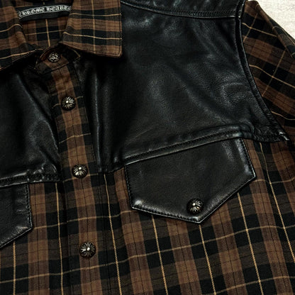 Chrome Hearts Brown Lamb Leather Cross Patch Flannel