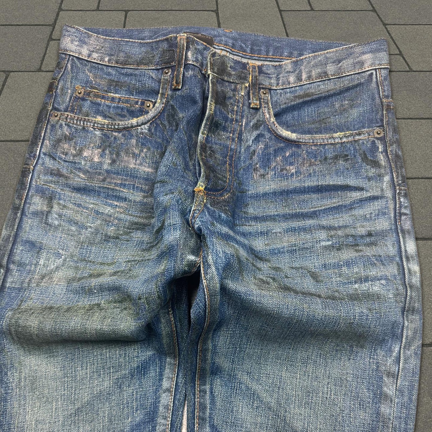 AW05 Dior Homme Green Wax Luster Denim
