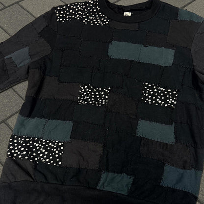 Miju Repairs Black Full Patchwork Crewneck
