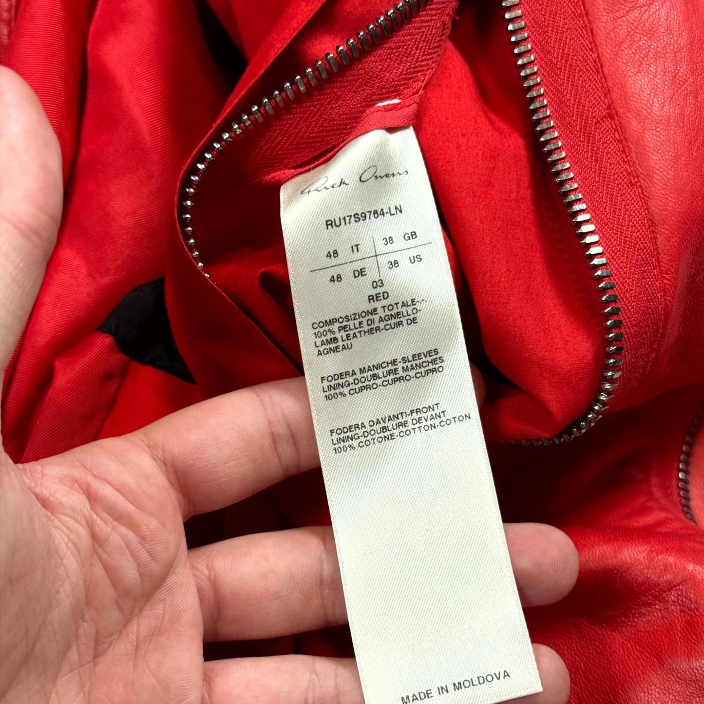 SS17 Rick Owens 'Walrus' Red Leather Stooges Jacket