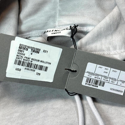 2021 Balenciaga Grey Metal Logo Hoodie