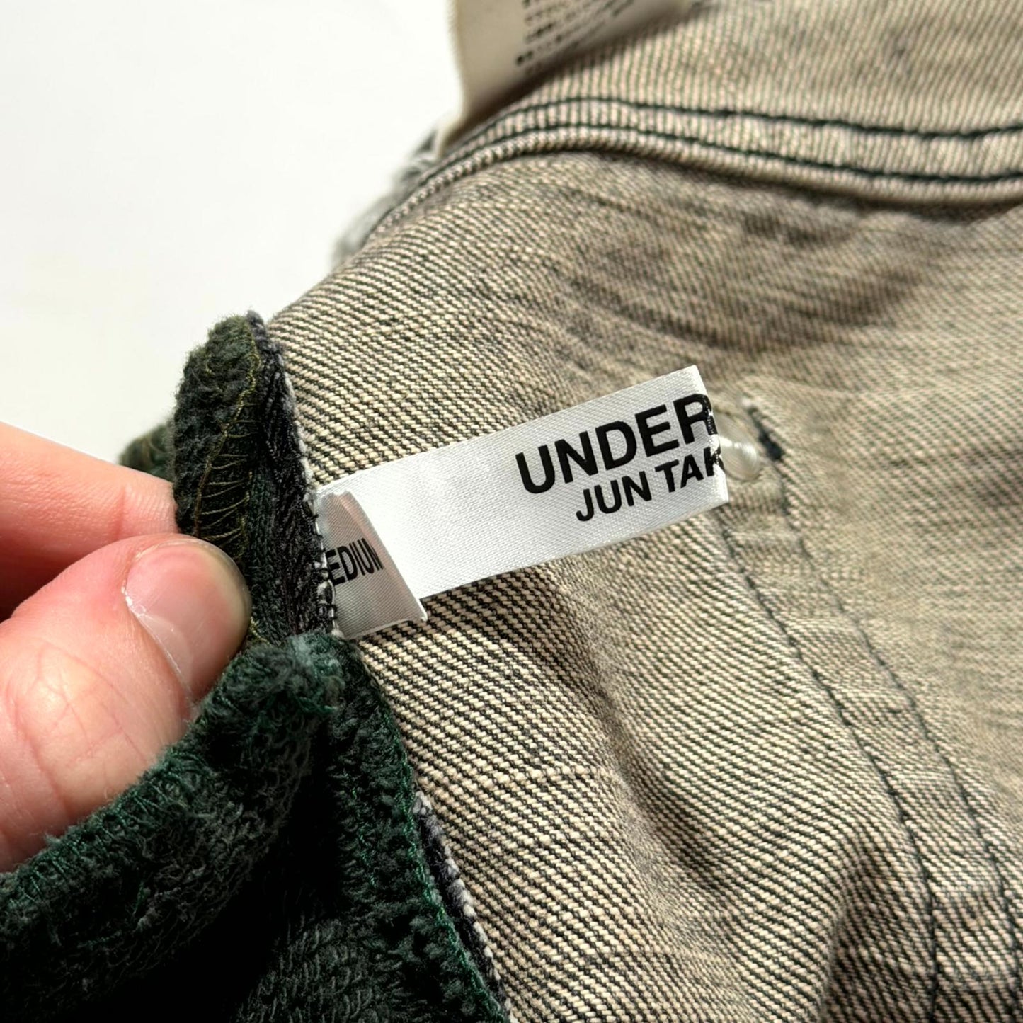 AW03 Undercover ‘Paperdoll’ Green Hybrid Denim