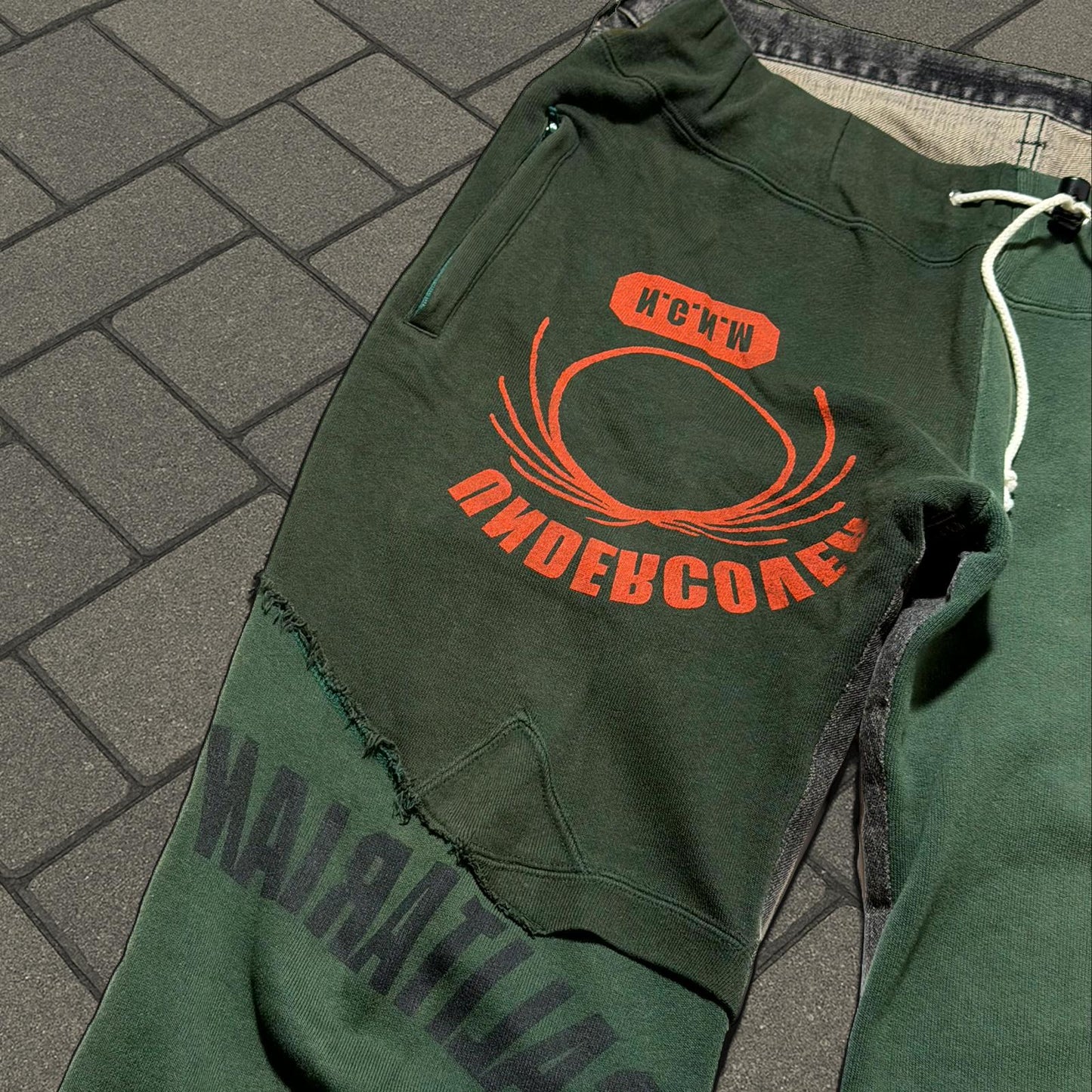 AW03 Undercover ‘Paperdoll’ Green Hybrid Denim