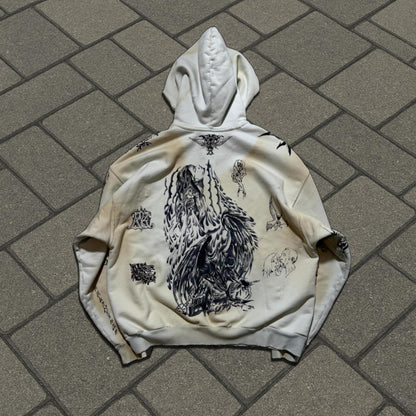 SS24 Balenciaga White Tattoo Zip Up Hoodie