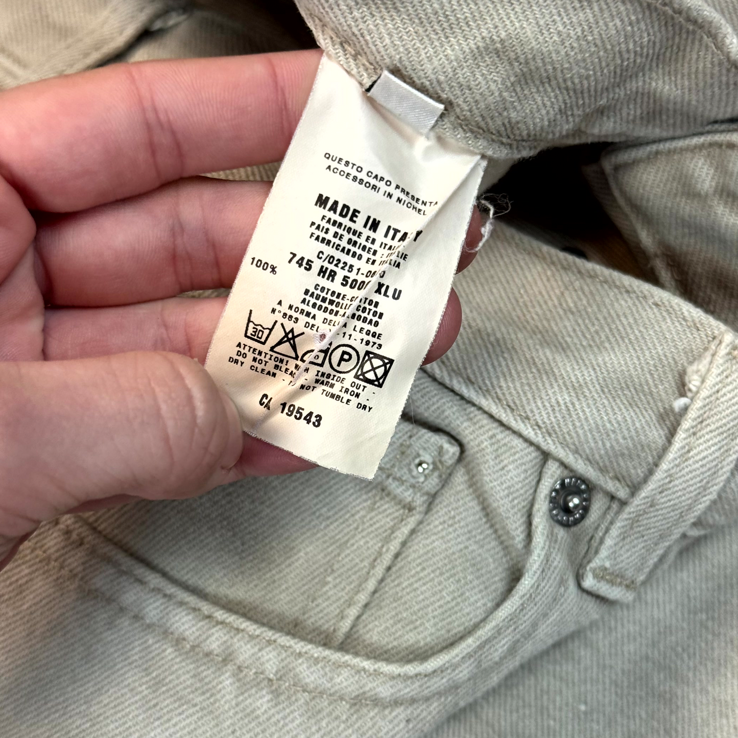 Helmut Lang Beige Straight Leg Denim
