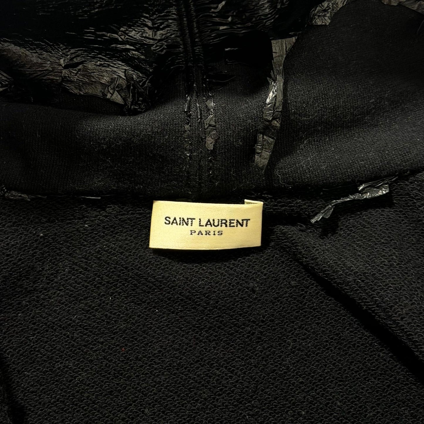 SS16 Saint Laurent Paris Wax Coated Hoodie