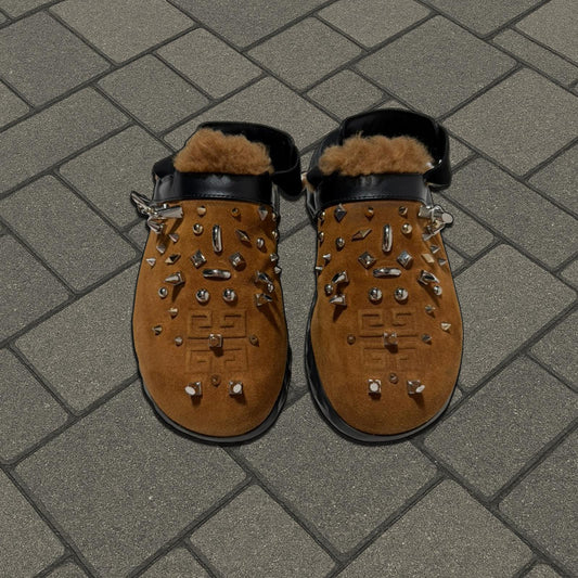 Givenchy Brown Spiked Marshmallow Sandals