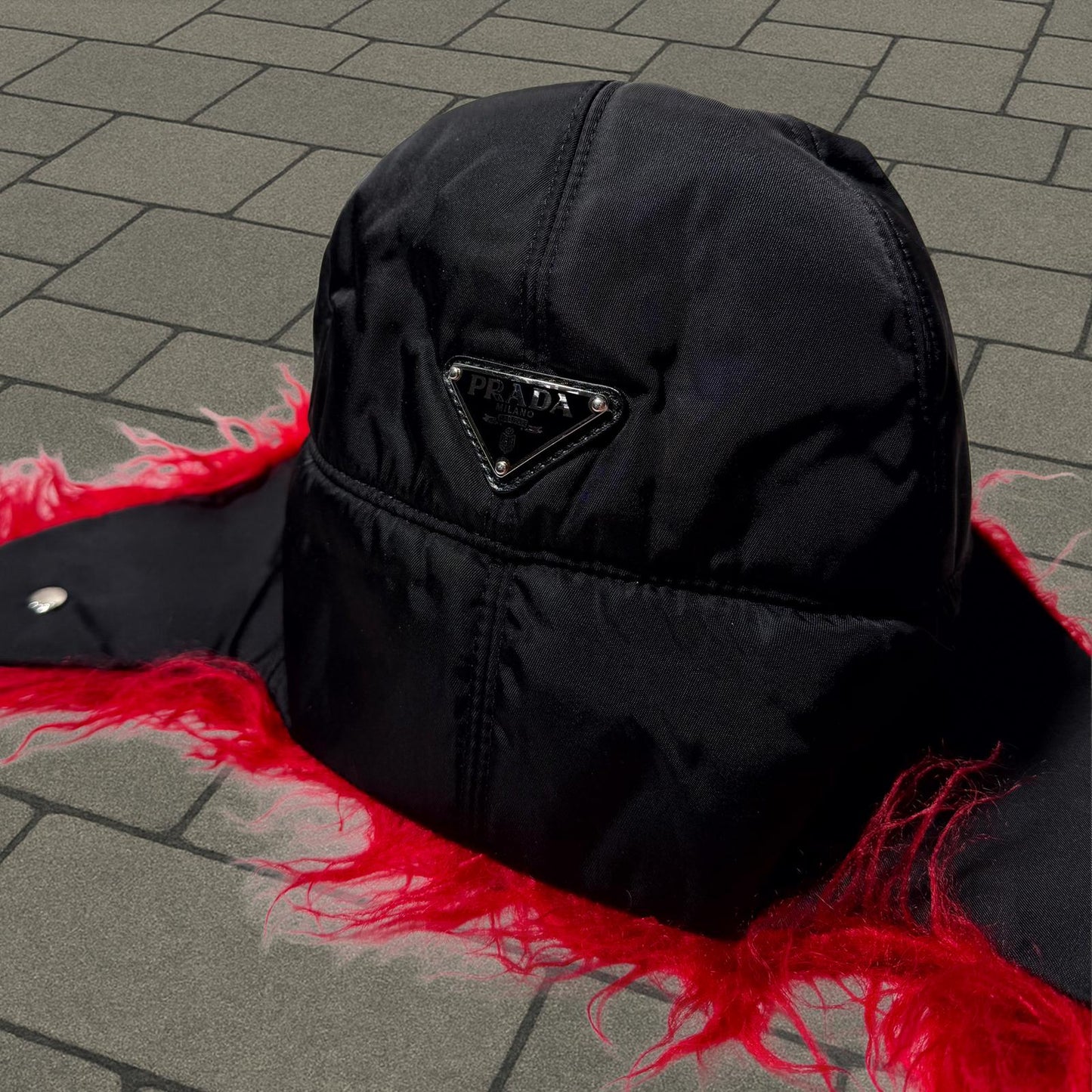 Prada Fur Logo Hat