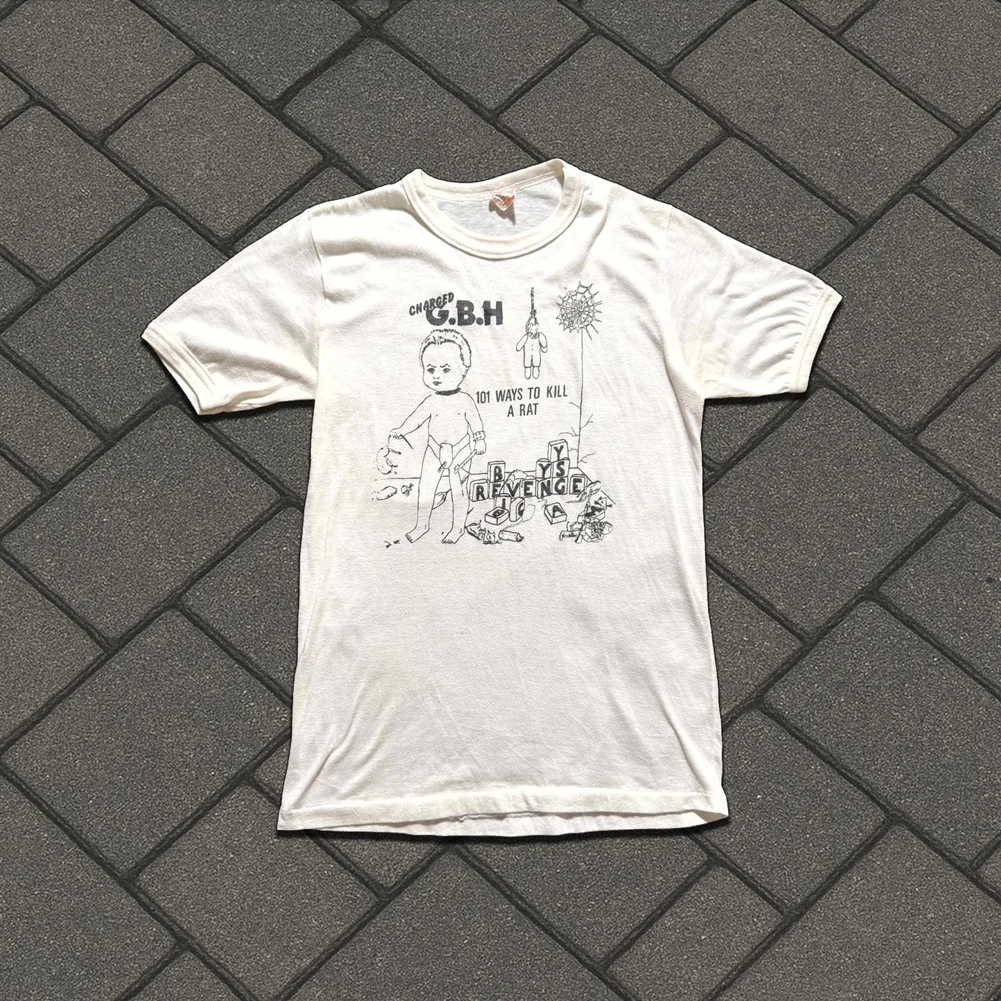 80's Charged GBH 101 Ways to Kill A Rat Ringer Tee